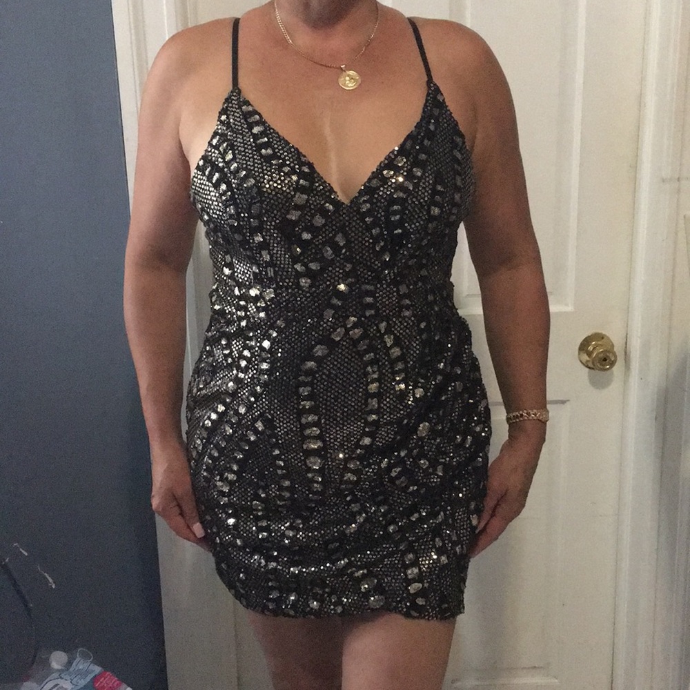 Luxxel Sequin Dress Gold and Black